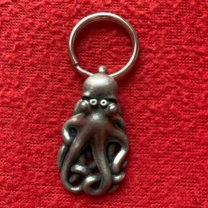 3D PEWTER OCTOPUS CHARM KEY RING FOB